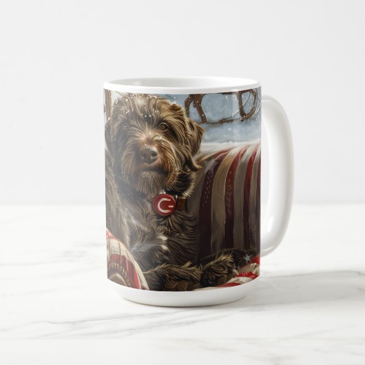 Drahthaar Pointing Griffon Dog Weihnachtsfest Kaffeetasse (VorderseiteRechts)