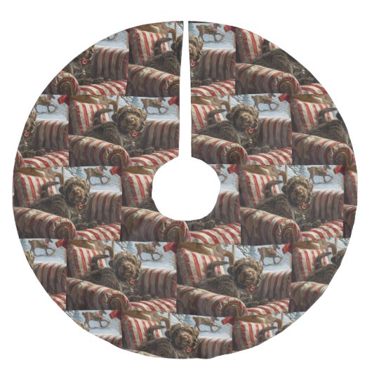 Drahthaar Pointing Griffon Dog Weihnachtsfest Polyester Weihnachtsbaumdecke (Vorderseite)