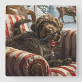 Drahthaar Pointing Griffon Dog Weihnachtsfest Quadratische Wanduhr (Vorderseite)