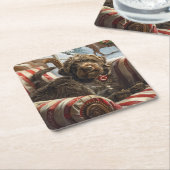 Drahthaar Pointing Griffon Dog Weihnachtsfest Rechteckiger Pappuntersetzer (angewinkelt)