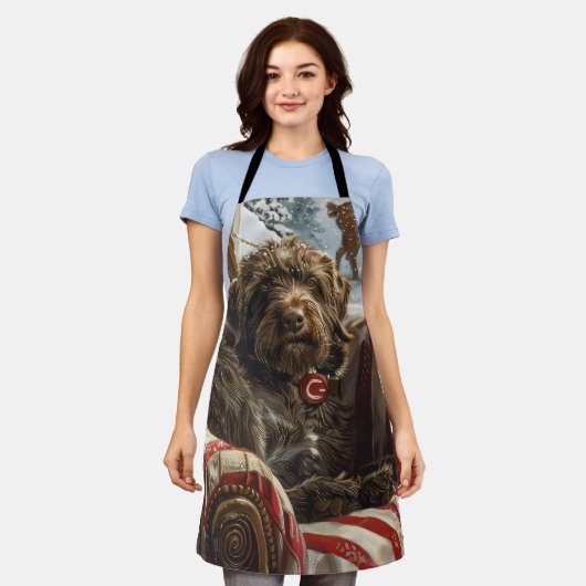 Drahthaar Pointing Griffon Dog Weihnachtsfest Schürze (Getragen)