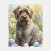 Drahthaar Pointing Griffon Easter Eggs Holiday Fleecedecke (Vorderseite)