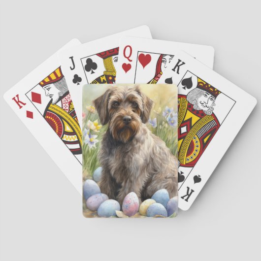 Drahthaar Pointing Griffon Easter Eggs Holiday Spielkarten (Rückseite)
