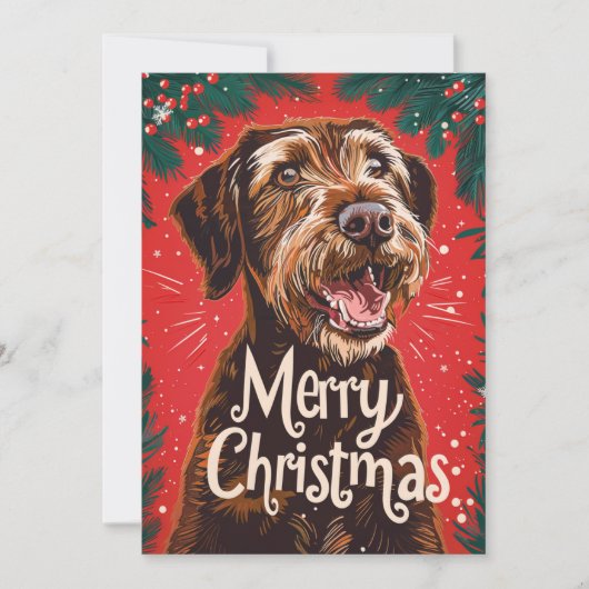 Drahthaar Pointing Griffon Frohe Weihnachten (Vorderseite)