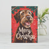 Drahthaar Pointing Griffon Frohe Weihnachten (Stehend Vorderseite)