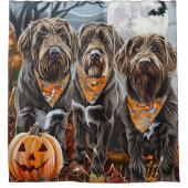 Drahthaar Pointing Griffon Halloween Spooky Duschvorhang (Vorderseite)