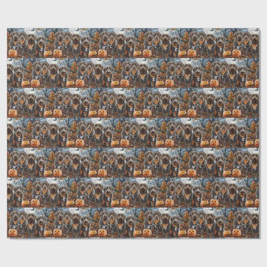 Drahthaar Pointing Griffon Halloween Spooky Geschenkpapier (Flach)