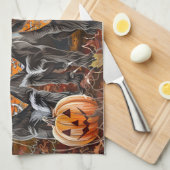 Drahthaar Pointing Griffon Halloween Spooky Geschirrtuch (Viertel Falte)