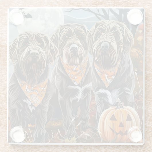 Drahthaar Pointing Griffon Halloween Spooky Glasuntersetzer (Rückseite)