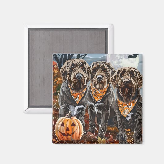 Drahthaar Pointing Griffon Halloween Spooky Magnet (Vorderseite/Rückseite)