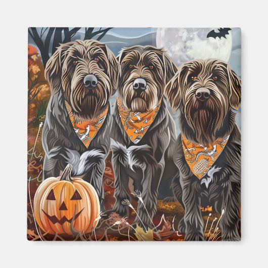 Drahthaar Pointing Griffon Halloween Spooky Magnet (Vorne)