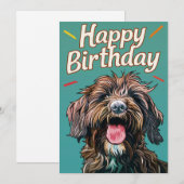 Drahthaar Pointing Griffon Happy Birthday Feiertagskarte (Vorne/Hinten)