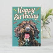 Drahthaar Pointing Griffon Happy Birthday Feiertagskarte (Stehend Vorderseite)