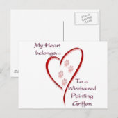 Drahthaar Pointing Griffon Heart Belongs Postkarte (Vorne/Hinten)