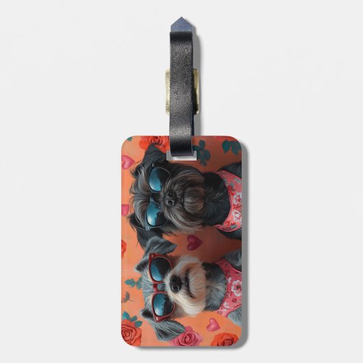 Drahthaar Pointing Griffon Heart Valentine's Day Gepäckanhänger (Rückseite vertikal)