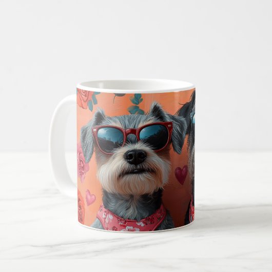Drahthaar Pointing Griffon Heart Valentine's Day Kaffeetasse (Vorderseite Links)