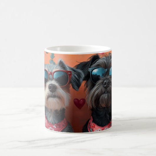 Drahthaar Pointing Griffon Heart Valentine's Day Kaffeetasse (Mittel)