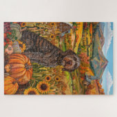 Drahthaar Pointing Griffon Herbst Erntedank Puzzle (Horizontal)