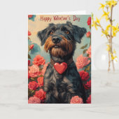 Drahthaar Pointing Griffon Herz Valentinstag Karte (Gelbe Blume)