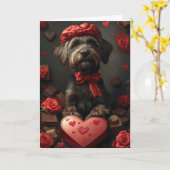 Drahthaar Pointing Griffon Herz Valentinstag Karte (Gelbe Blume)