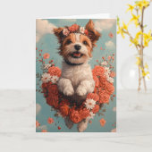 Drahthaar Pointing Griffon Herz Valentinstag Karte (Gelbe Blume)