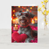 Drahthaar Pointing Griffon Herz Valentinstag Karte (Gelbe Blume)