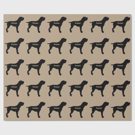 Drahthaar Pointing Griffon Hunde Rasse Silhouette Geschenkpapier (Flach)