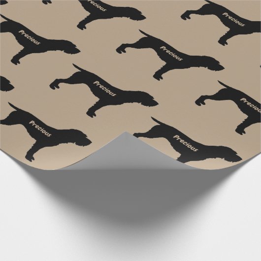 Drahthaar Pointing Griffon Hunde Rasse Silhouette Geschenkpapier (Ecke)