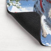 Drahthaar Pointing Griffon in Snow Christmas Hat Mousepad (Ecke)