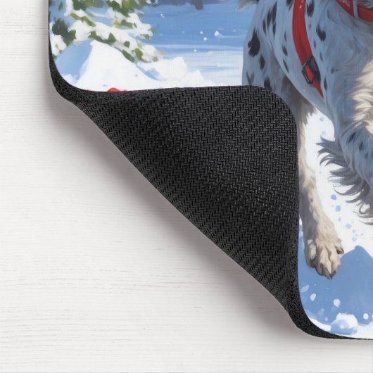 Drahthaar Pointing Griffon in Snow Christmas Hat Mousepad (Ecke)