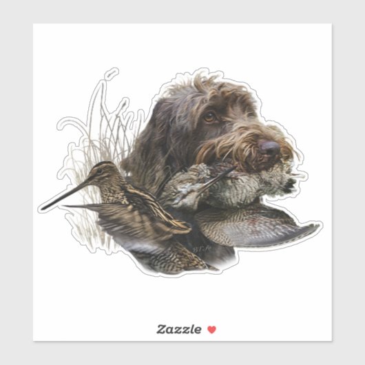 Drahthaar Pointing Griffon, Jagd auf Holzhaken Aufkleber (Blatt)