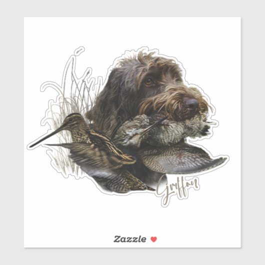 Drahthaar Pointing Griffon, Jagd auf Holzhaken Aufkleber (Blatt)