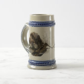 Drahthaar Pointing Griffon, Jagd auf Holzhaken Bierglas (Vorderseite Links)