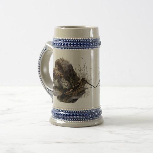 Drahthaar Pointing Griffon, Jagd auf Holzhaken Bierglas (Vorderseite Links)