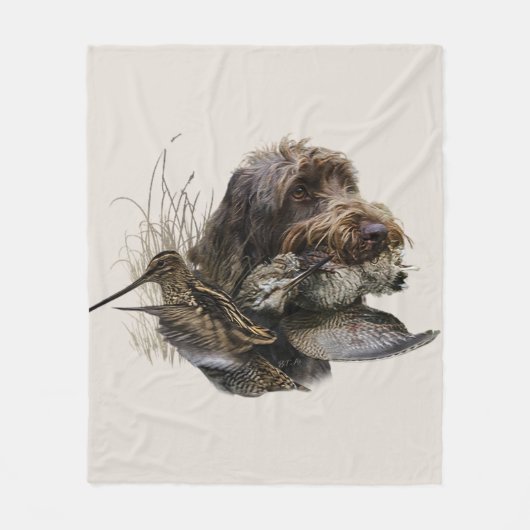 Drahthaar Pointing Griffon, Jagd auf Holzhaken Fleecedecke (Vorderseite)