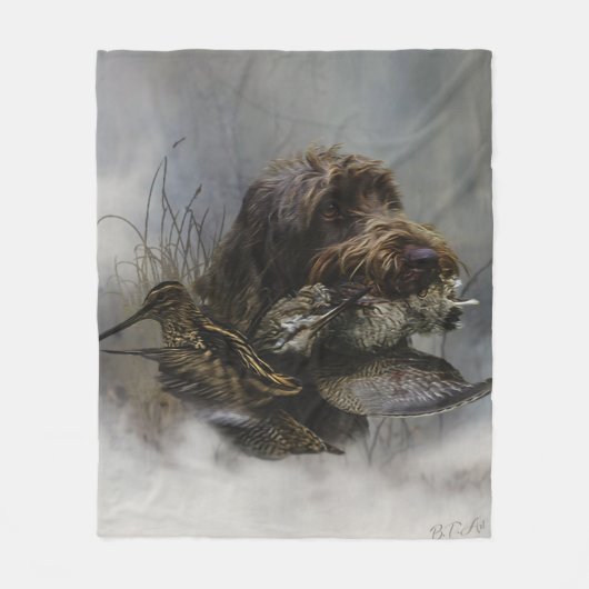 Drahthaar Pointing Griffon, Jagd auf Holzhaken Fleecedecke (Vorderseite)