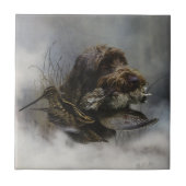 Drahthaar Pointing Griffon, Jagd auf Holzhaken Fliese (Vorderseite)