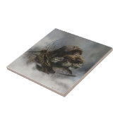 Drahthaar Pointing Griffon, Jagd auf Holzhaken Fliese (Seite)