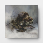 Drahthaar Pointing Griffon, Jagd auf Holzhaken Fotoplatte (Vorderseite)