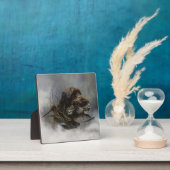 Drahthaar Pointing Griffon, Jagd auf Holzhaken Fotoplatte (InSitu)