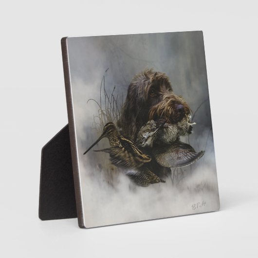 Drahthaar Pointing Griffon, Jagd auf Holzhaken Fotoplatte (Vorderseite)