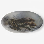 Drahthaar Pointing Griffon, Jagd auf Holzhaken Pappteller (Schrägansicht)