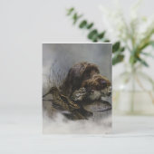 Drahthaar Pointing Griffon, Jagd auf Holzhaken Postkarte (Stehend Vorderseite)