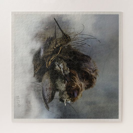 Drahthaar Pointing Griffon, Jagd auf Holzhaken Puzzle (Horizontal)