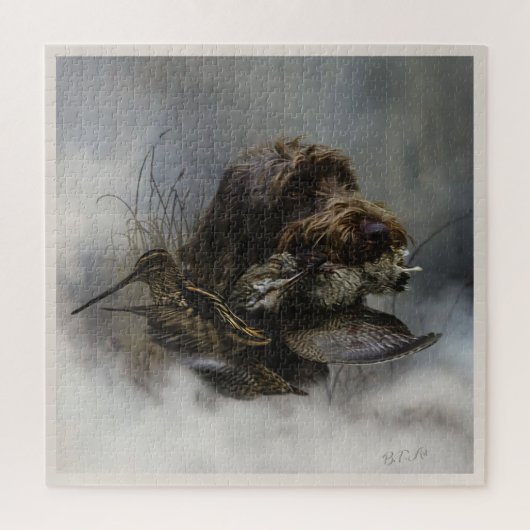 Drahthaar Pointing Griffon, Jagd auf Holzhaken Puzzle (Vertikal)