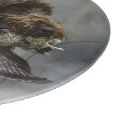 Drahthaar Pointing Griffon, Jagd auf Holzhaken Schneidebrett (Ecke)