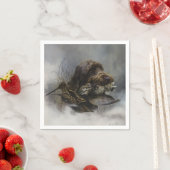 Drahthaar Pointing Griffon, Jagd auf Holzhaken Serviette (Beispiel)