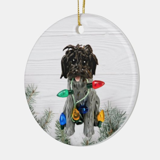 Drahthaar Pointing Griffon Keramik Ornament (Links)