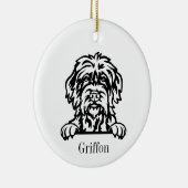 Drahthaar Pointing Griffon Keramik Ornament (Rechts)
