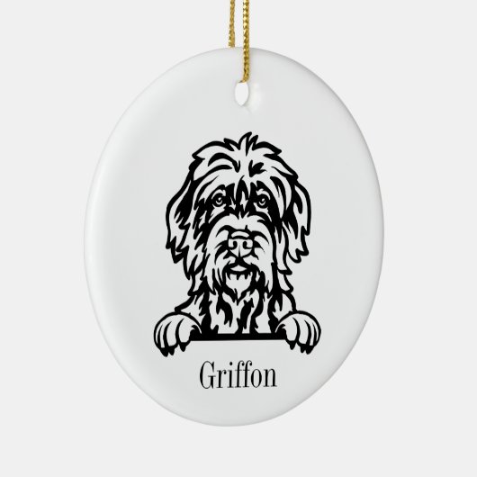 Drahthaar Pointing Griffon Keramik Ornament (Rechts)